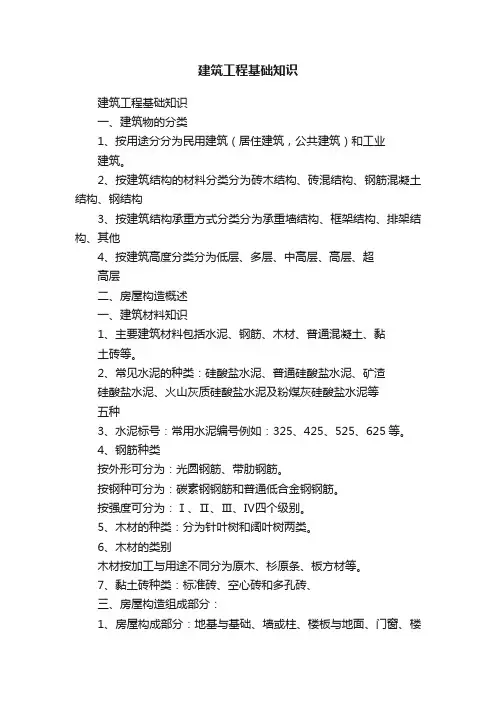 建筑工程基础知识