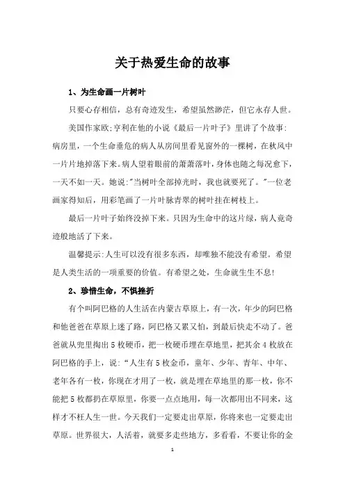 关于热爱生命的故事