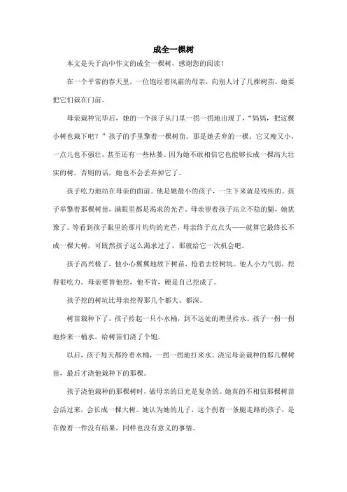 成全一棵树_高中作文