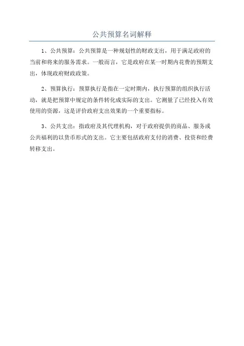 公共预算名词解释