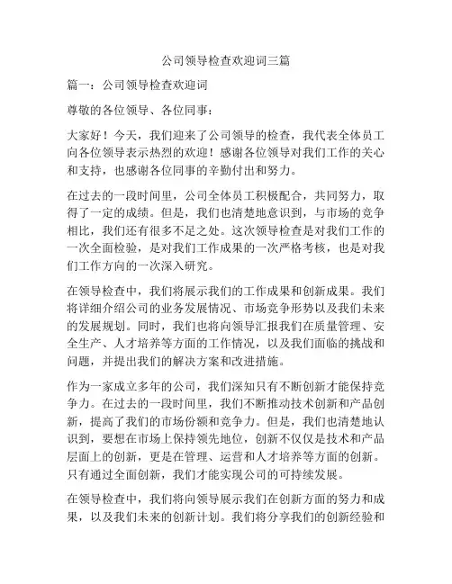 公司领导检查欢迎词三篇