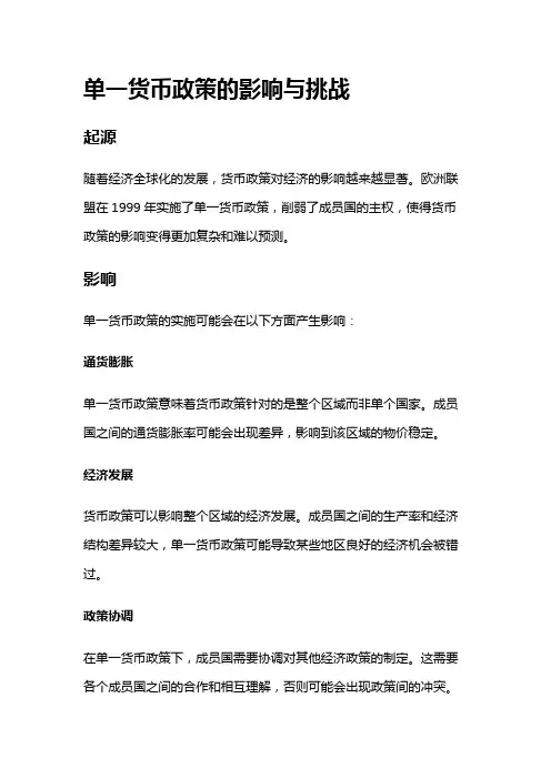 5554 单一货币政策的影响与挑战