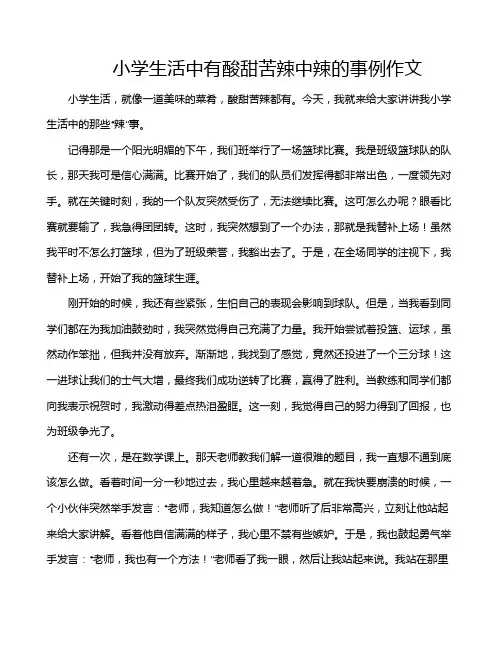 小学生活中有酸甜苦辣中辣的事例作文