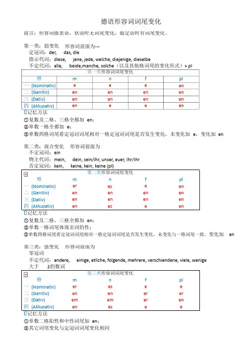 德语形容词词尾变化