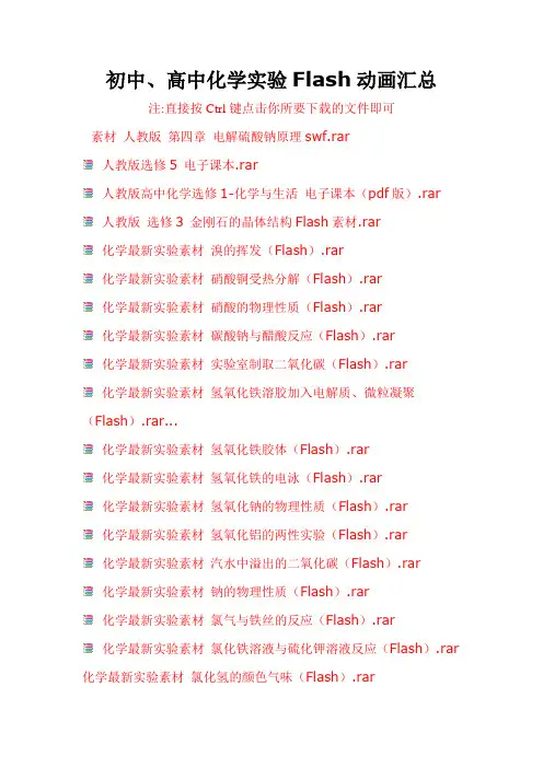 (完整word版)初中高中化学实验Flash动画汇总剖析,推荐文档