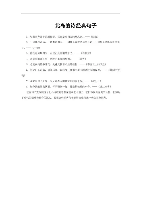 北岛的诗经典句子