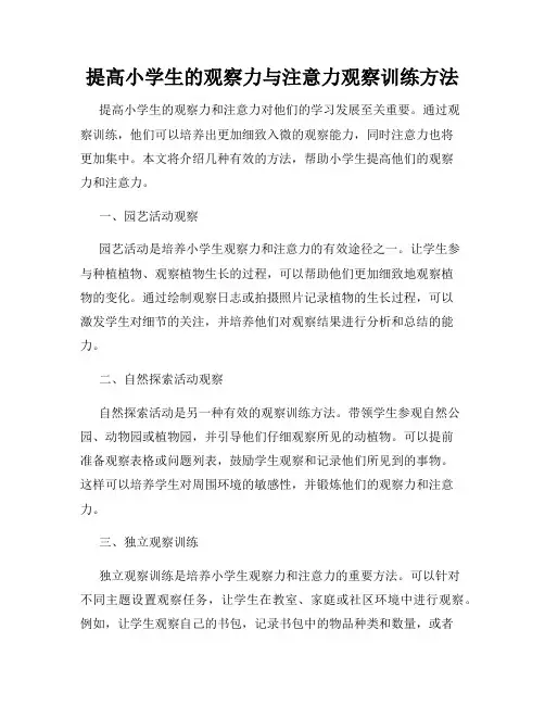 提高小学生的观察力与注意力观察训练方法