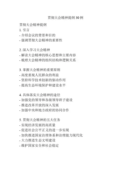 贯彻大会精神提纲30例