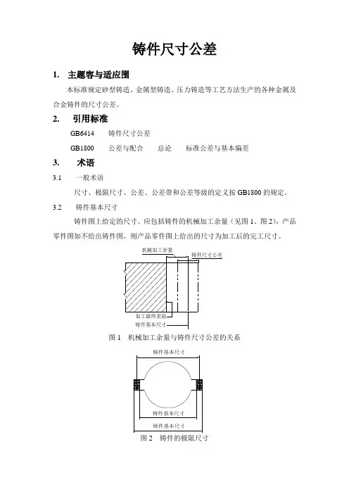 铸件尺寸公差