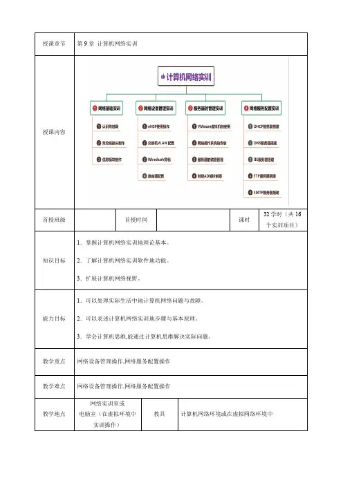 计算机网络基础与应用-计算机网络基础与应用教案-计算机网络实训教案