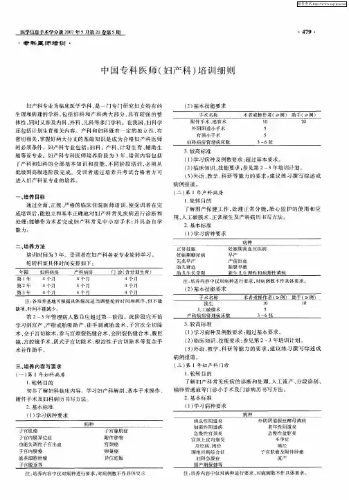 中国专科医师(妇产科)培训细则