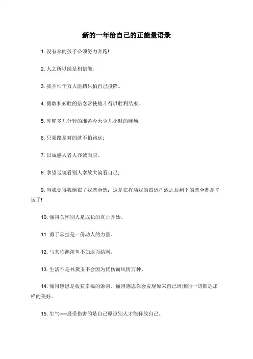 新的一年给自己的正能量语录
