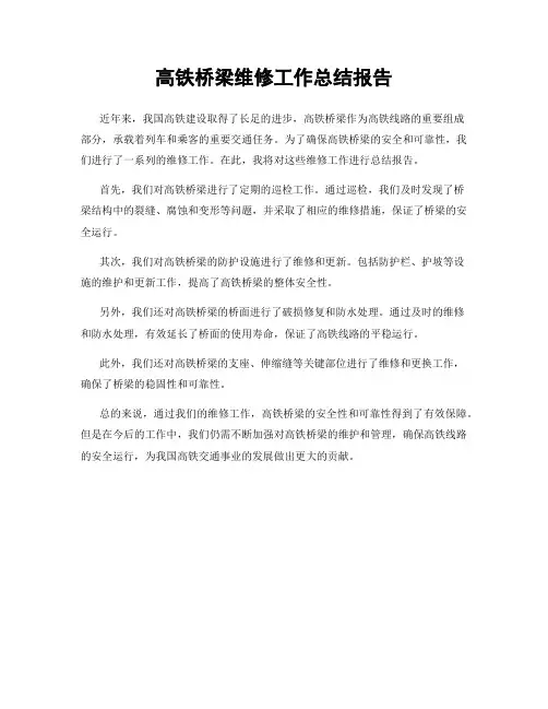 高铁桥梁维修工作总结报告