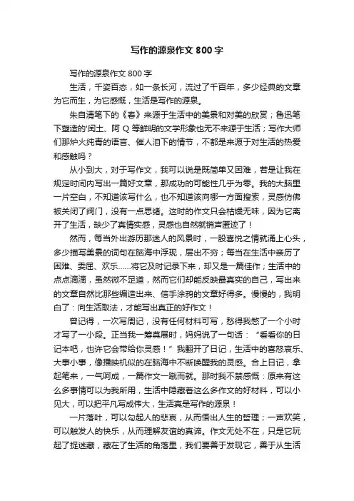 写作的源泉作文800字