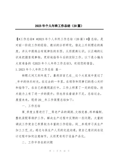 2023年个人年终工作总结(20篇)