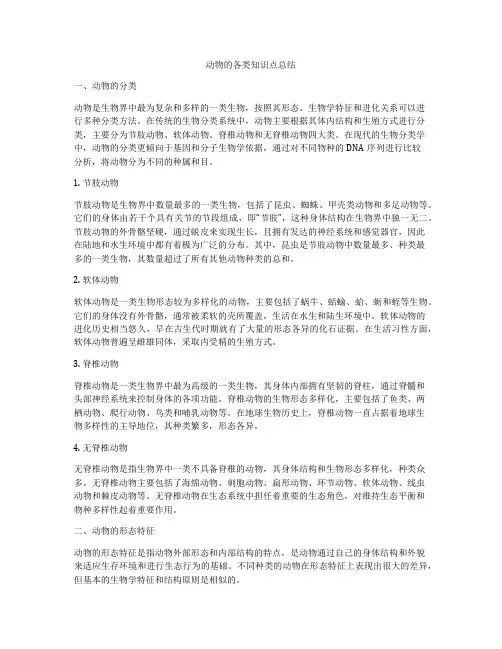 动物的各类知识点总结