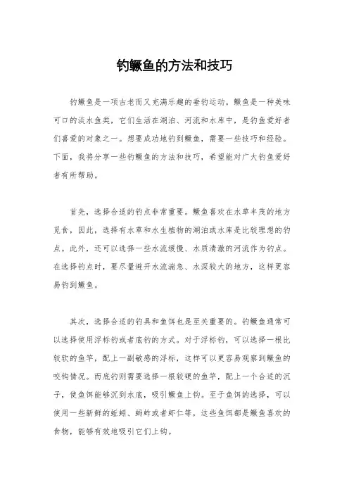 钓鳜鱼的方法和技巧