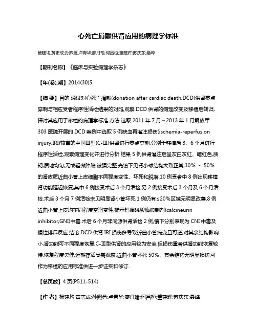 心死亡捐献供肾应用的病理学标准