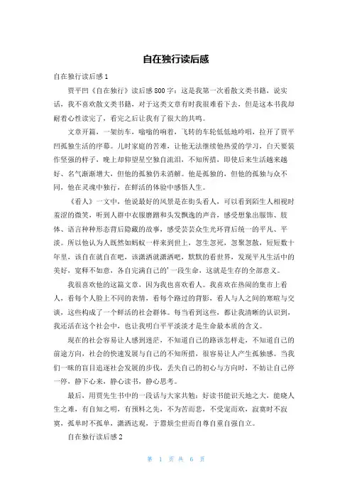 自在独行读后感
