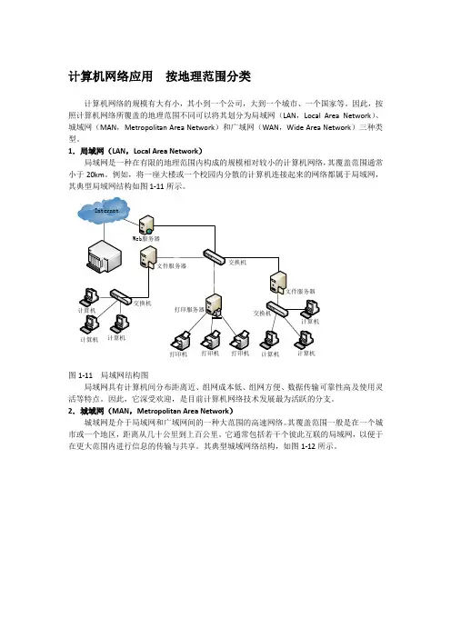 计算机网络应用  按地理范围分类