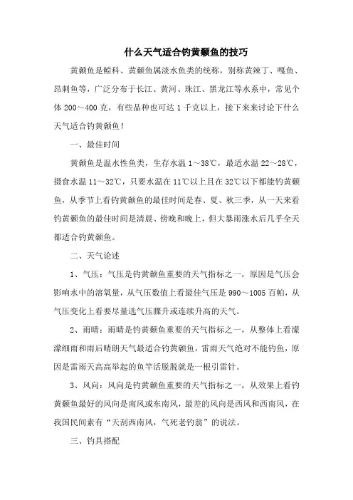 钓鱼技巧：什么天气适合钓黄颡鱼的技巧