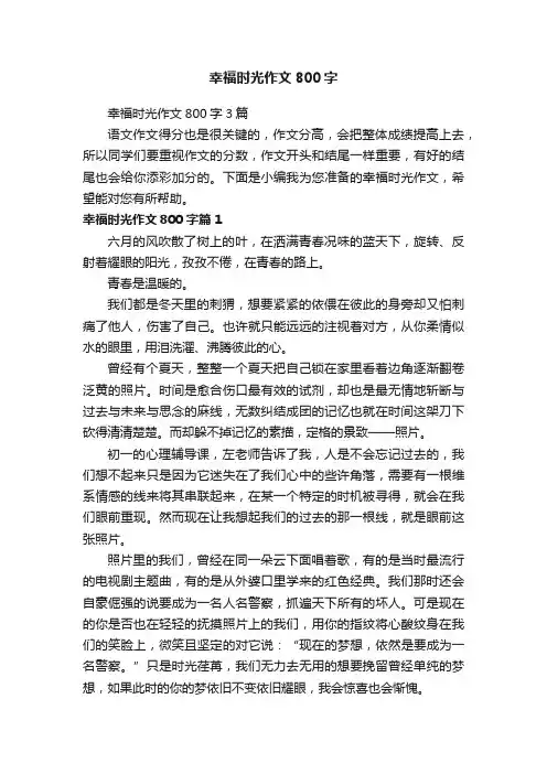 幸福时光作文800字3篇