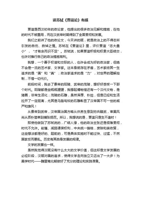 读苏轼《贾谊论》有感