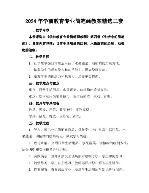 2024年学前教育专业简笔画教案精选二套