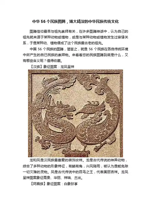 中华56个民族图腾，博大精深的中华民族传统文化