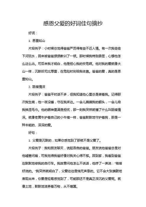 感恩父爱的好词佳句摘抄