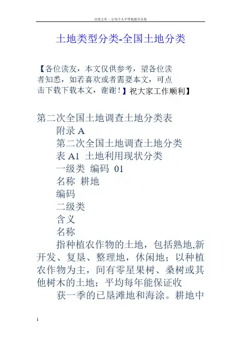 土地类型分类全国土地分类