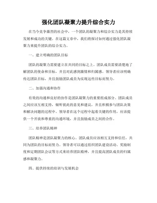 强化团队凝聚力提升综合实力