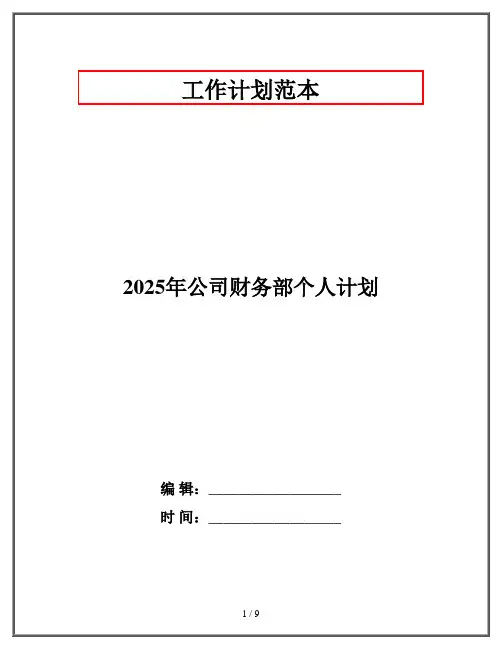 2025年公司财务部个人计划