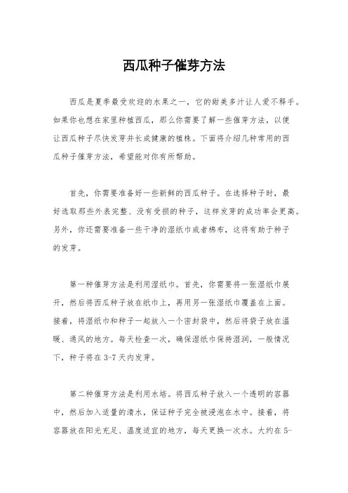 西瓜种子催芽方法