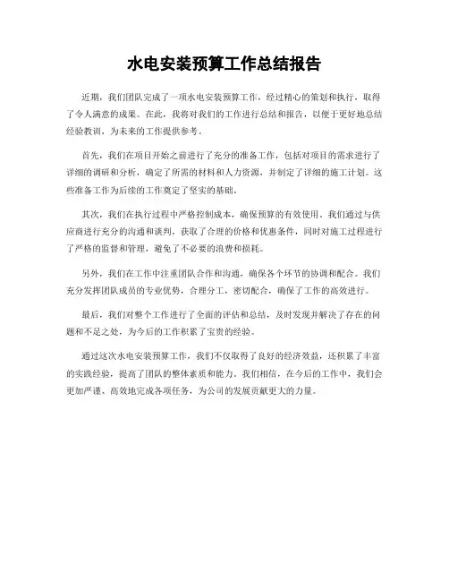 水电安装预算工作总结报告