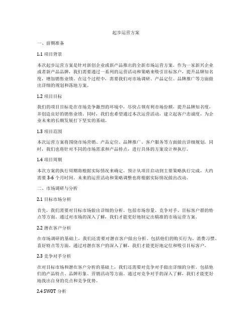 起步运营方案