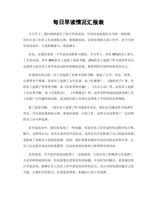 每日早读情况汇报表