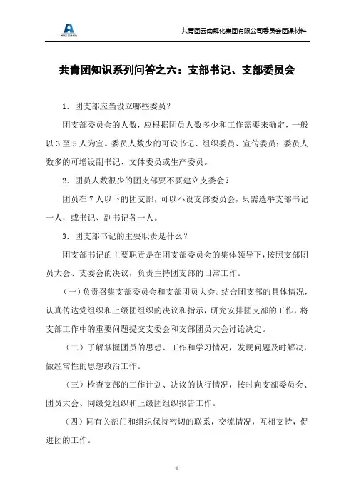 共青团知识之六：支部书记、支部委员会