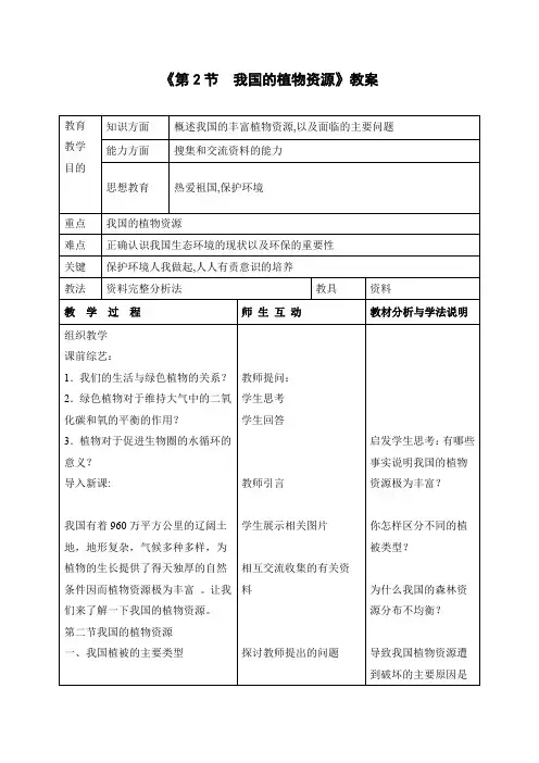 我国的植物资源教案1