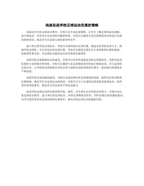 浅谈促进学校足球运动发展的策略