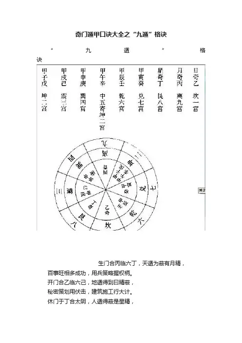 奇门遁甲口诀大全之“九遁”格诀