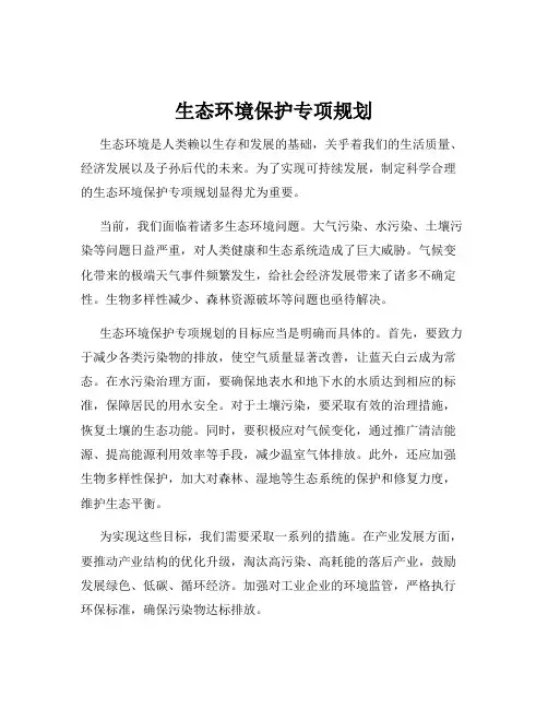 生态环境保护专项规划