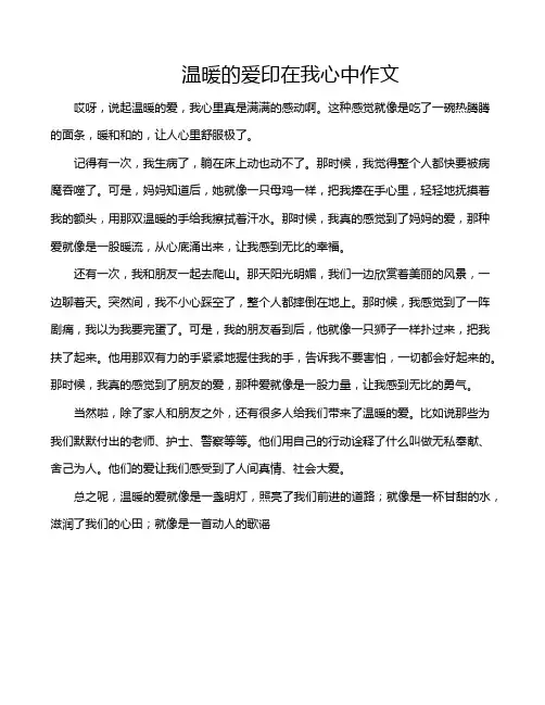 温暖的爱印在我心中作文