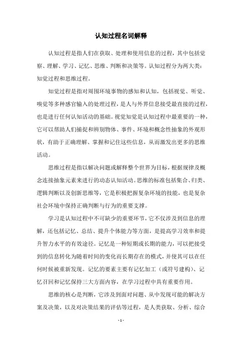 认知过程名词解释