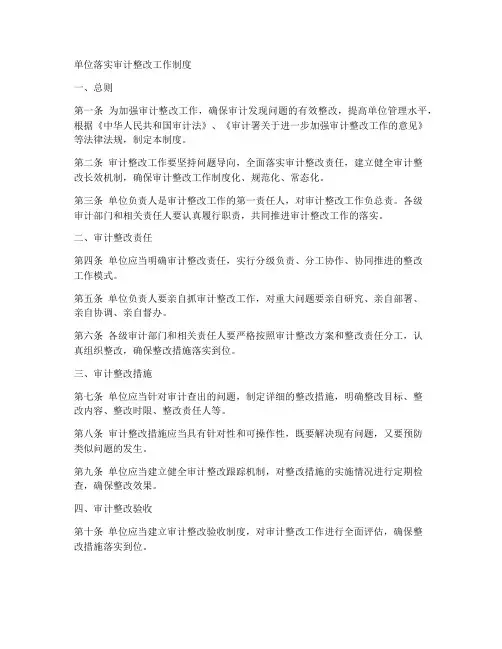 单位落实审计整改工作制度