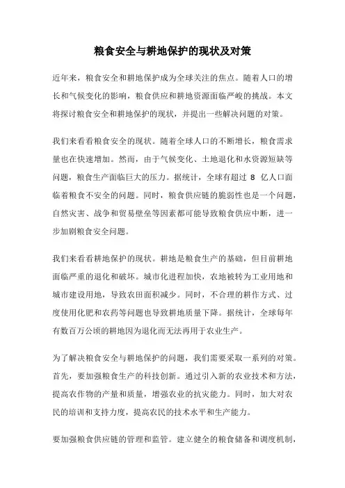 粮食安全与耕地保护的现状及对策