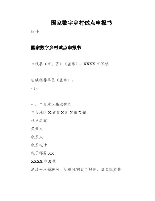 国家数字乡村试点申报书