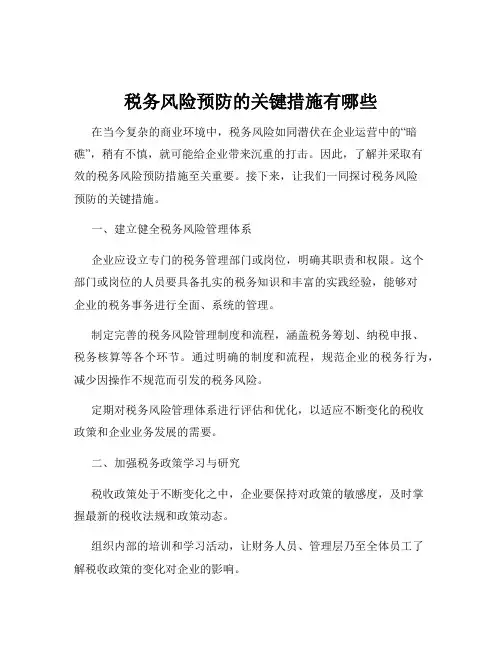 税务风险预防的关键措施有哪些