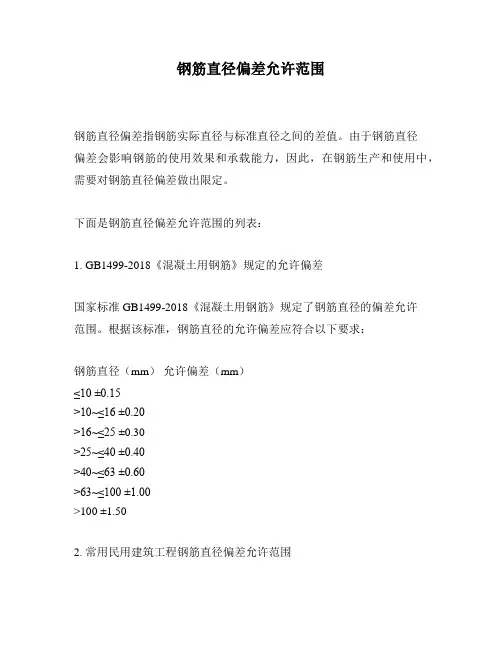 钢筋直径偏差允许范围