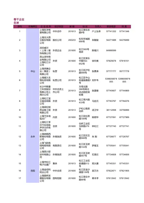 松江工业区骨干企业